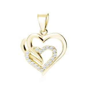 Pandantiv argint placat cu aur galben inima cu pietre DiAmanti Z0655CG-DIA (Argint 925‰ 1,5 g.)